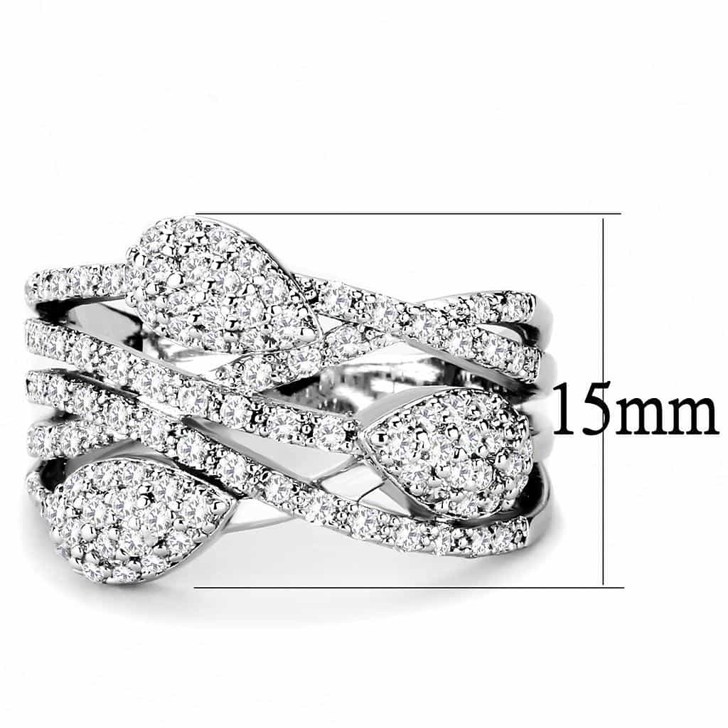 Brass CZ Marquise Pavé Twisted Crossover Wide Ring view 2