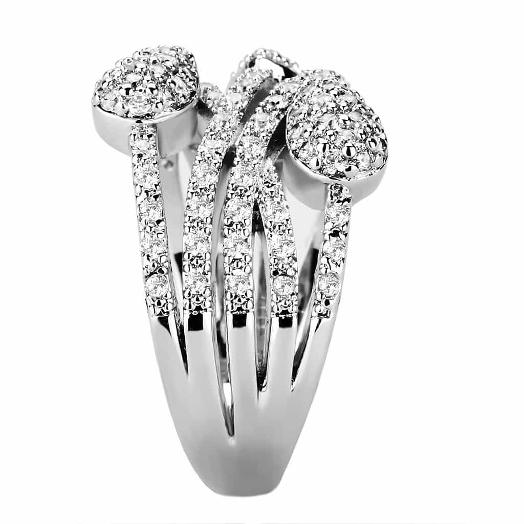 Brass CZ Marquise Pavé Twisted Crossover Wide Ring view 4