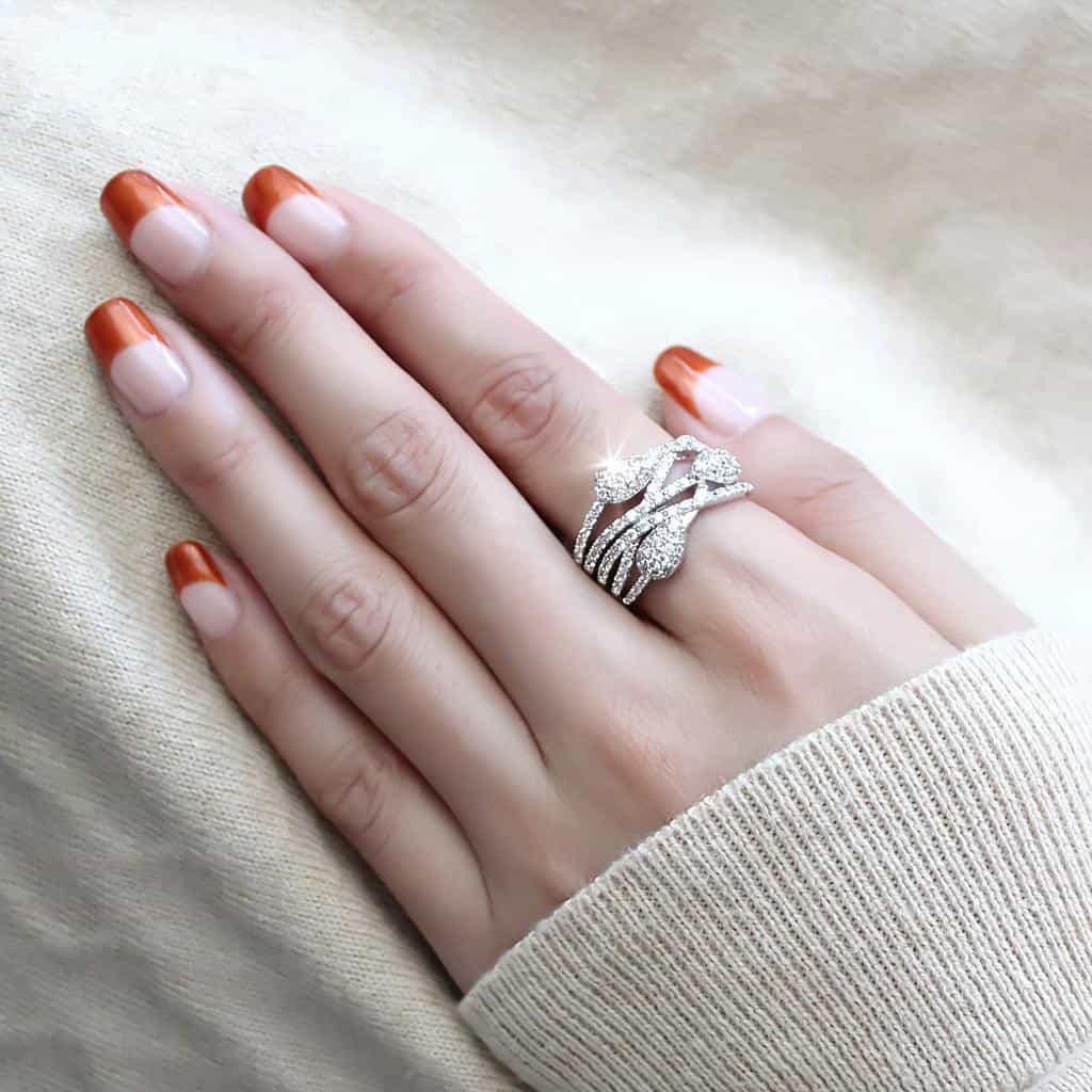 Brass CZ Marquise Pavé Twisted Crossover Wide Ring view 10