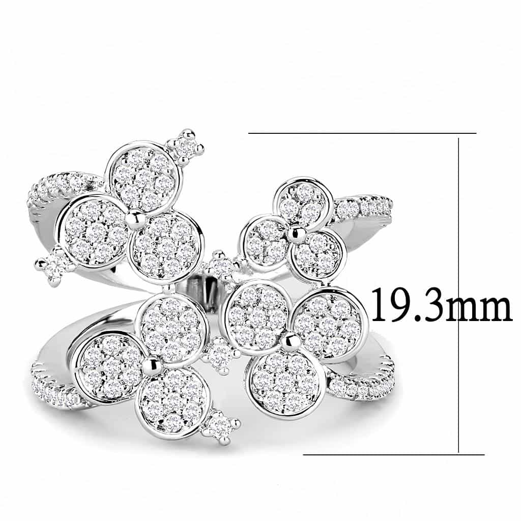 Brass CZ Bezel Disc Cluster Flower Open Ring view 7