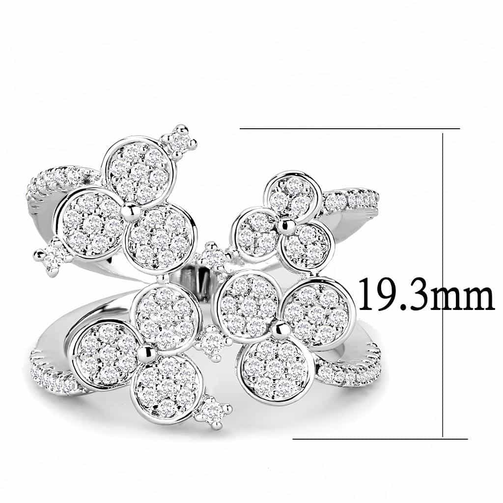 Brass CZ Bezel Disc Cluster Flower Open Ring view 2