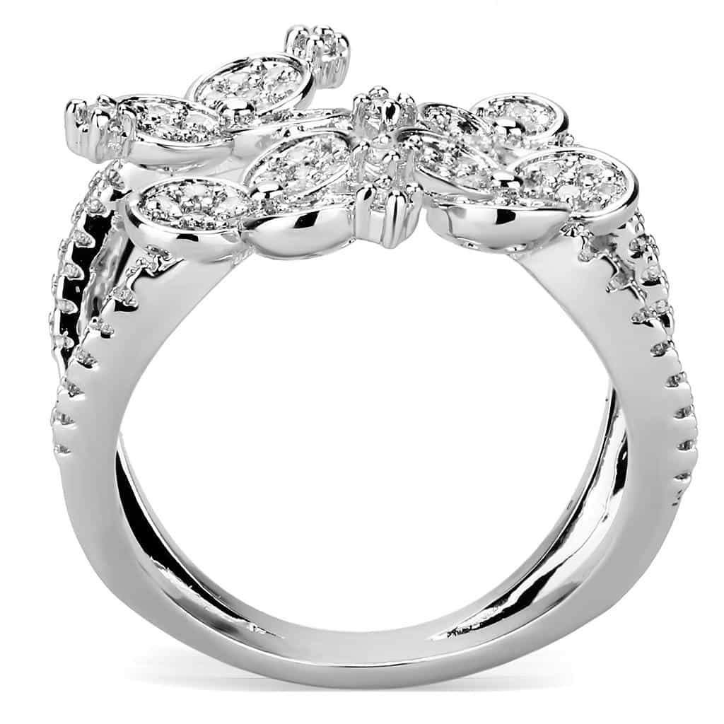 Brass CZ Bezel Disc Cluster Flower Open Ring view 8
