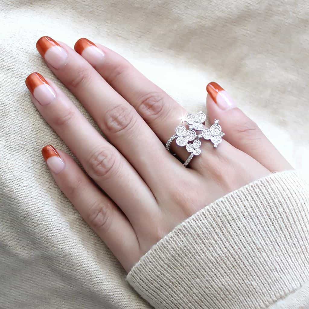 Brass CZ Bezel Disc Cluster Flower Open Ring view 5