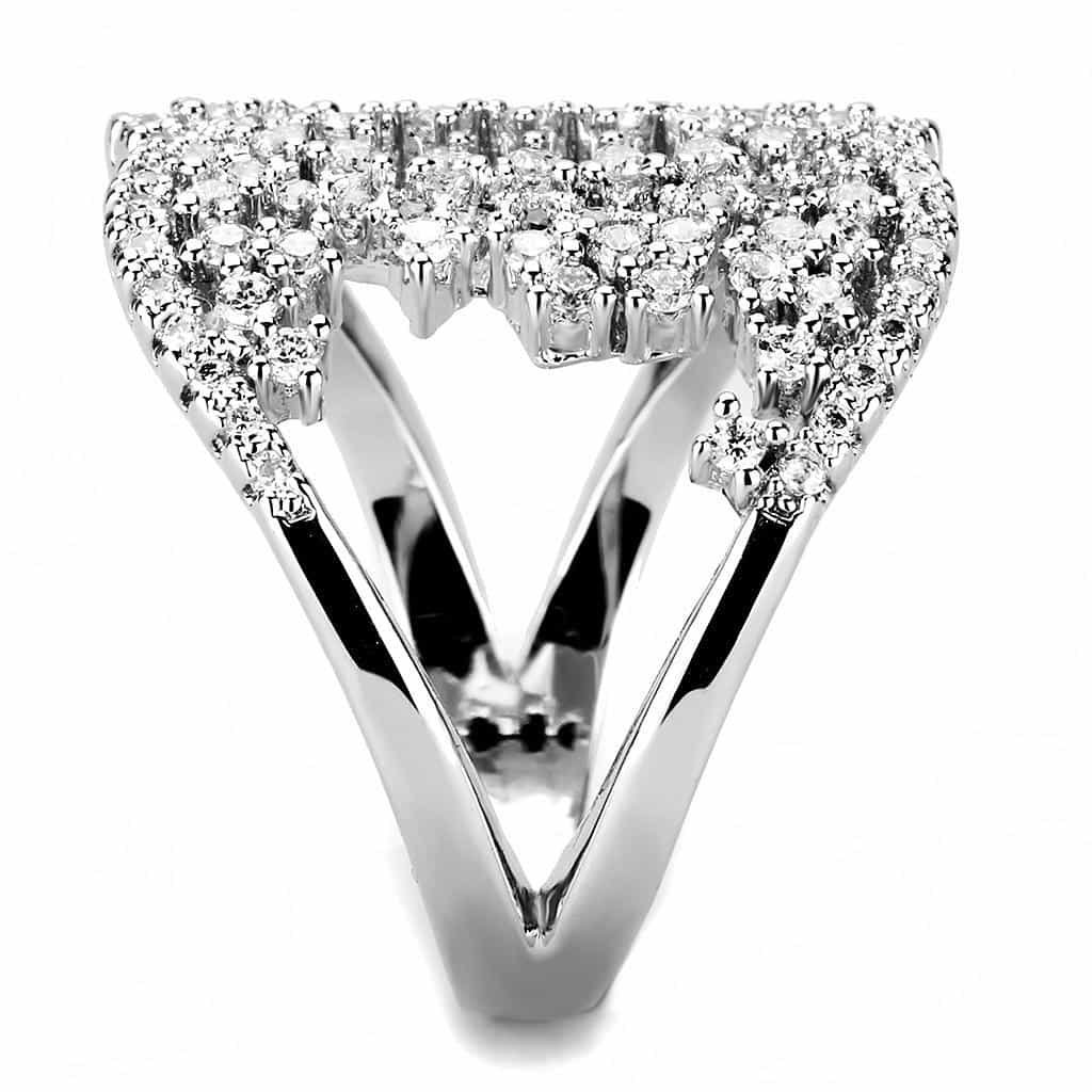 Brass CZ Pavé Open Star Wide Cocktail Ring view 4