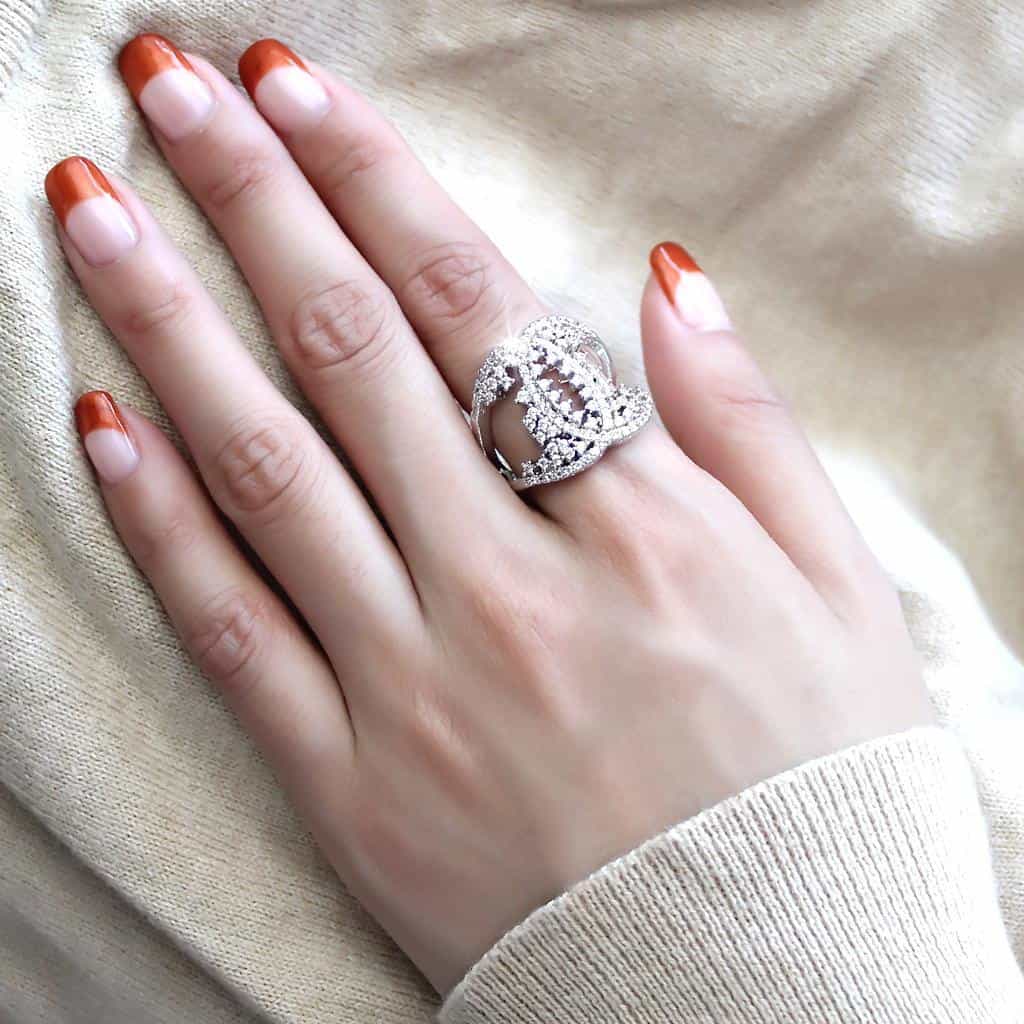 Brass CZ Pavé Open Star Wide Cocktail Ring view 5