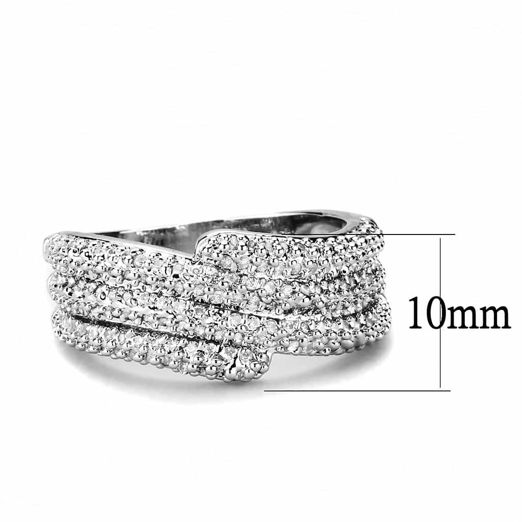 Brass CZ Multi-Row Pavé Wide Band Ring | The Stainless Jewelry view 7