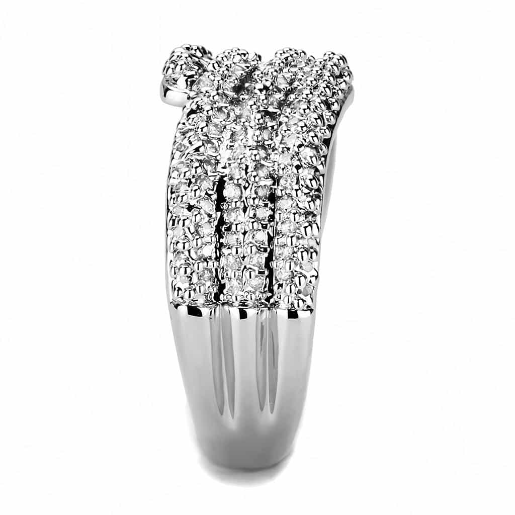 Brass CZ Multi-Row Pavé Wide Band Ring | The Stainless Jewelry view 9