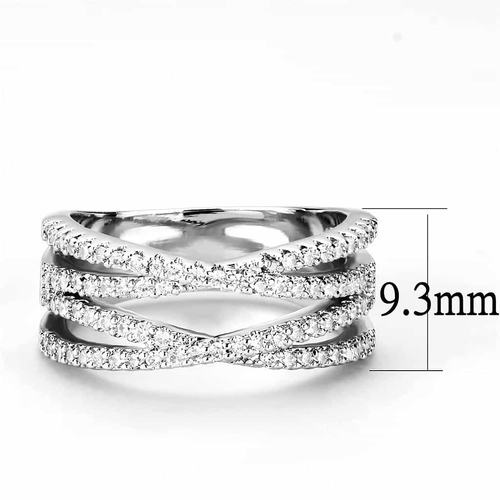Brass CZ Triple Row Pavé Crossover Ring | The Stainless Jewelry view 7