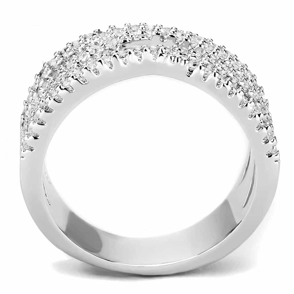 Brass CZ Triple Row Pavé Crossover Ring | The Stainless Jewelry view 8