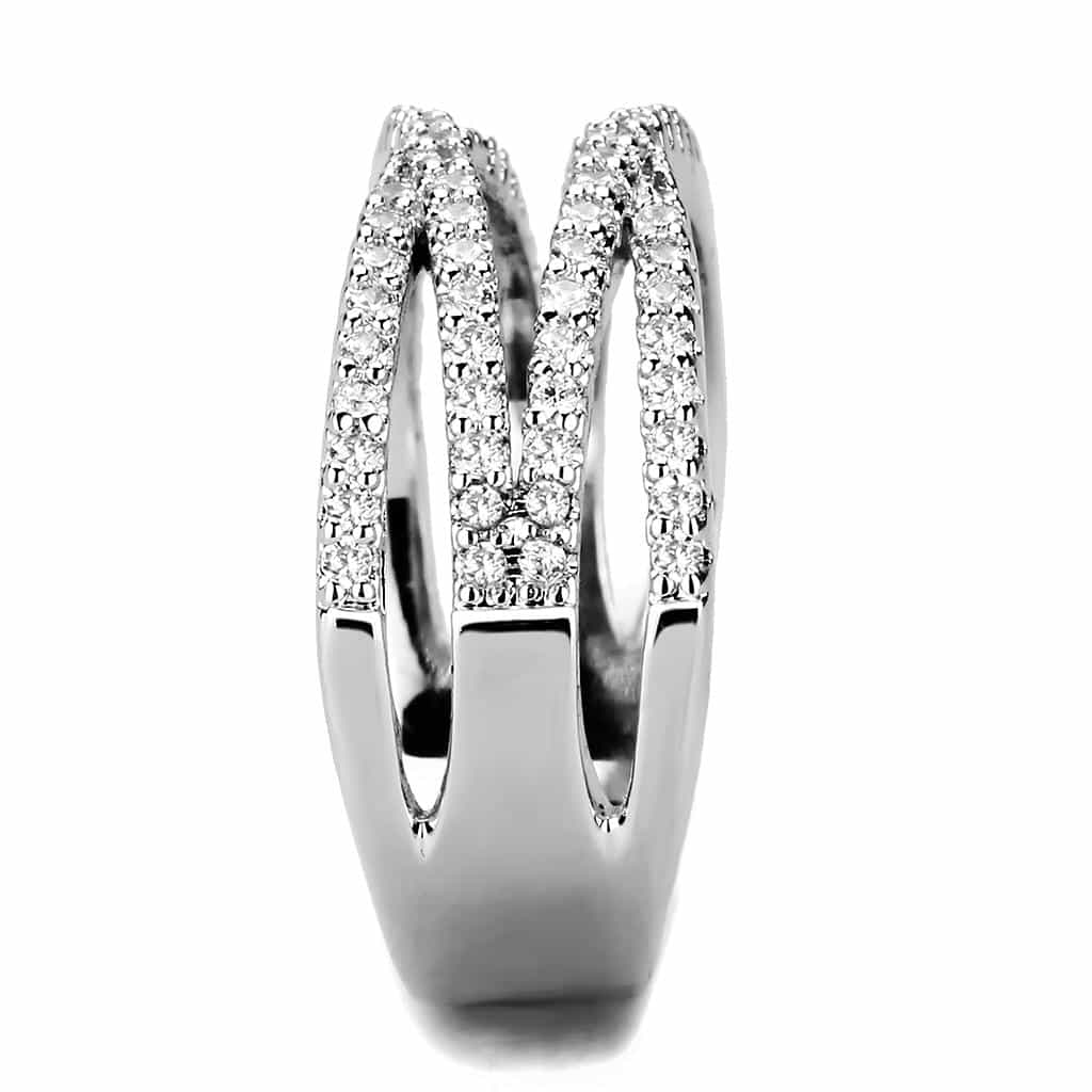 Brass CZ Triple Row Pavé Crossover Ring | The Stainless Jewelry view 9