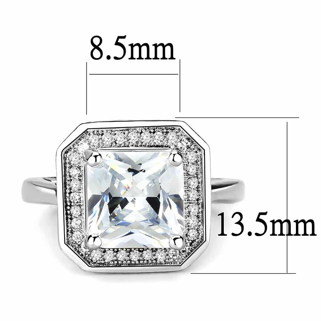 Brass CZ Princess-Cut Double Halo Wide Ring view 7