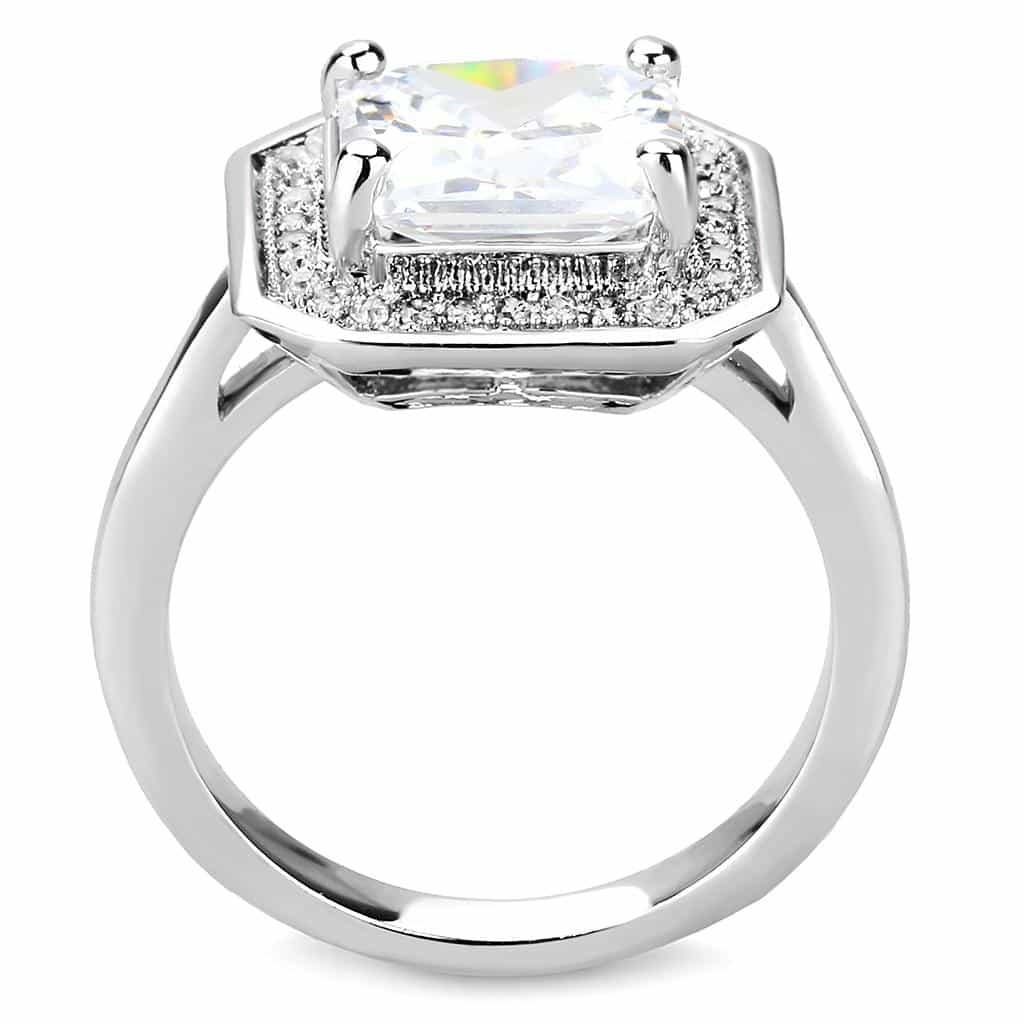 Brass CZ Princess-Cut Double Halo Wide Ring view 8
