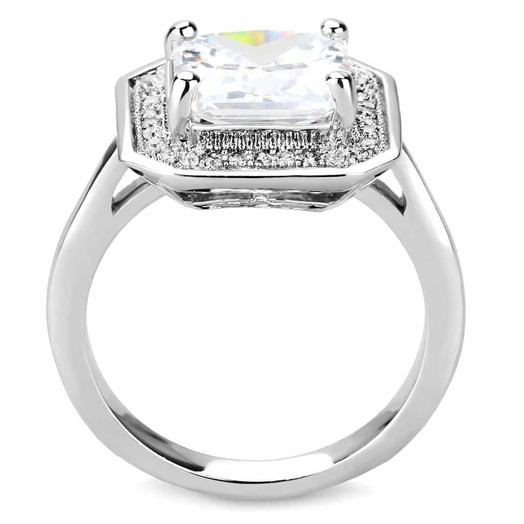 Brass CZ Princess-Cut Double Halo Wide Ring view 3