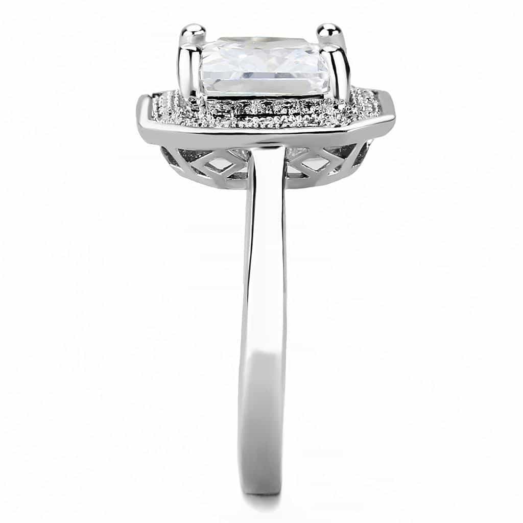 Brass CZ Princess-Cut Double Halo Wide Ring view 4