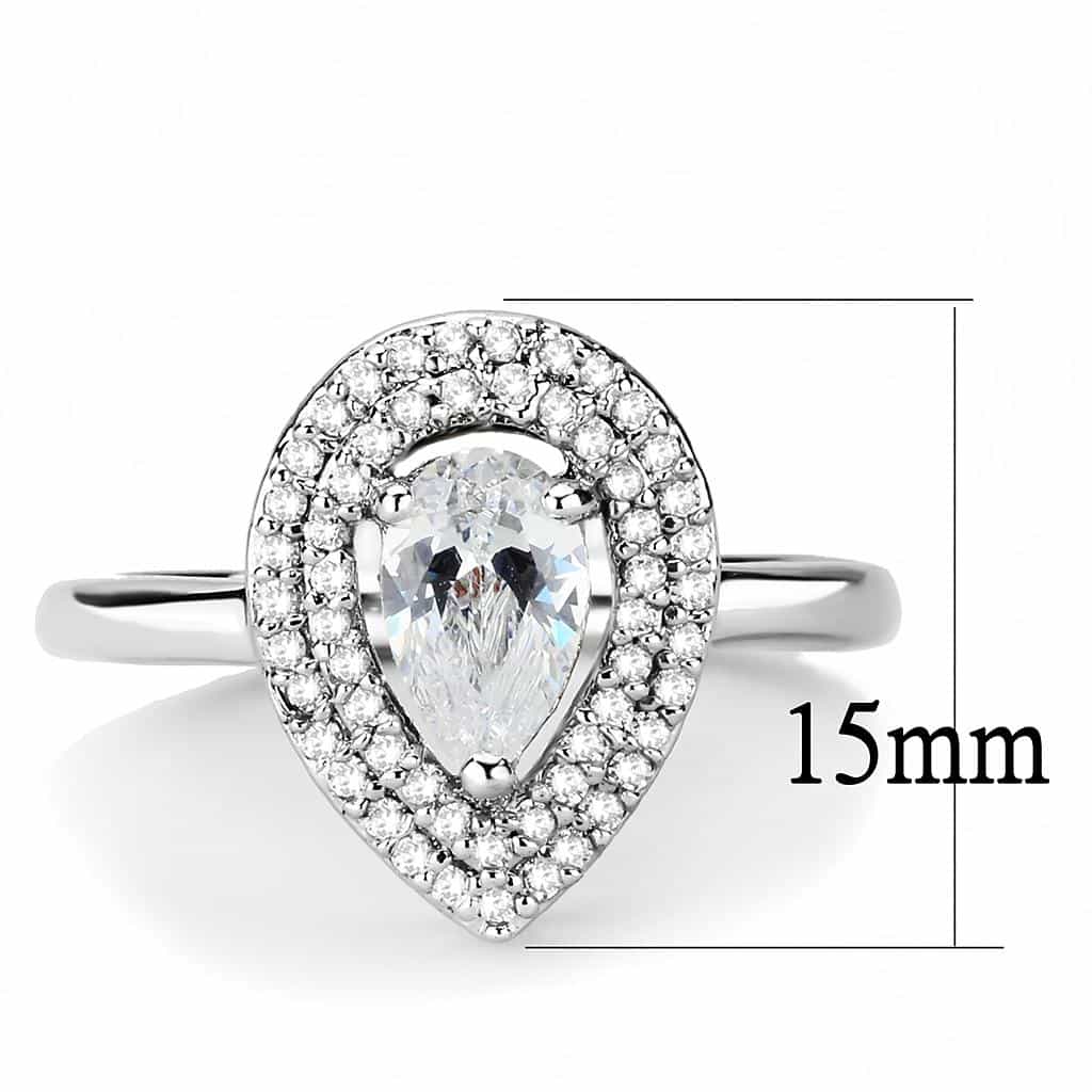 Brass CZ Pear Double Halo Ring 3W1453 | The Stainless Jewelry view 7