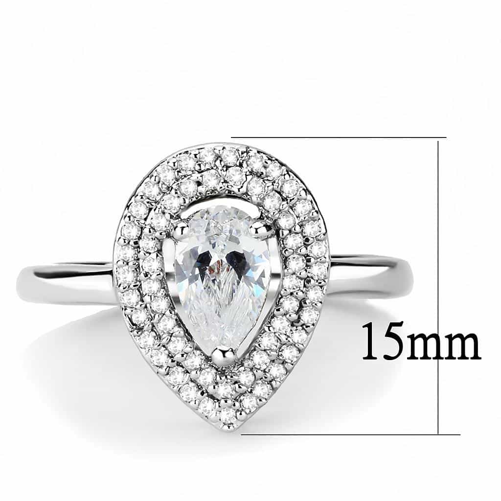 Brass CZ Pear Double Halo Ring 3W1453 | The Stainless Jewelry view 2