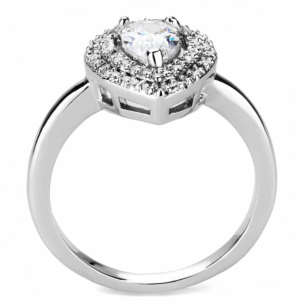 Brass CZ Pear Double Halo Ring 3W1453 | The Stainless Jewelry view 8