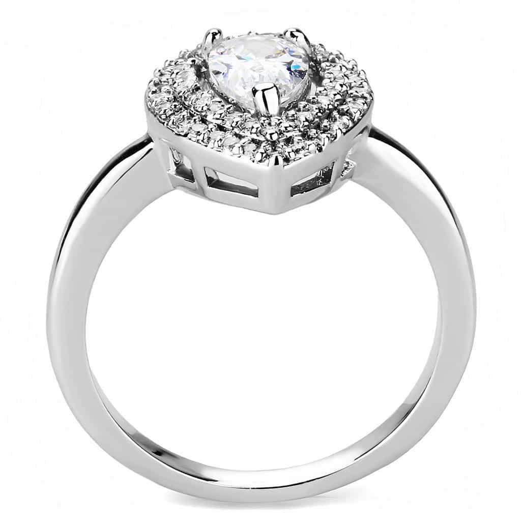 Brass CZ Pear Double Halo Ring 3W1453 | The Stainless Jewelry view 3