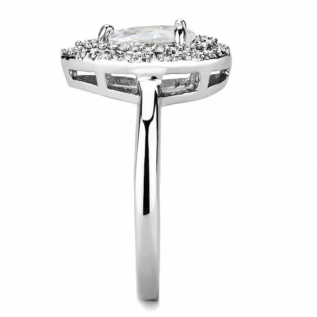Brass CZ Pear Double Halo Ring 3W1453 | The Stainless Jewelry view 4