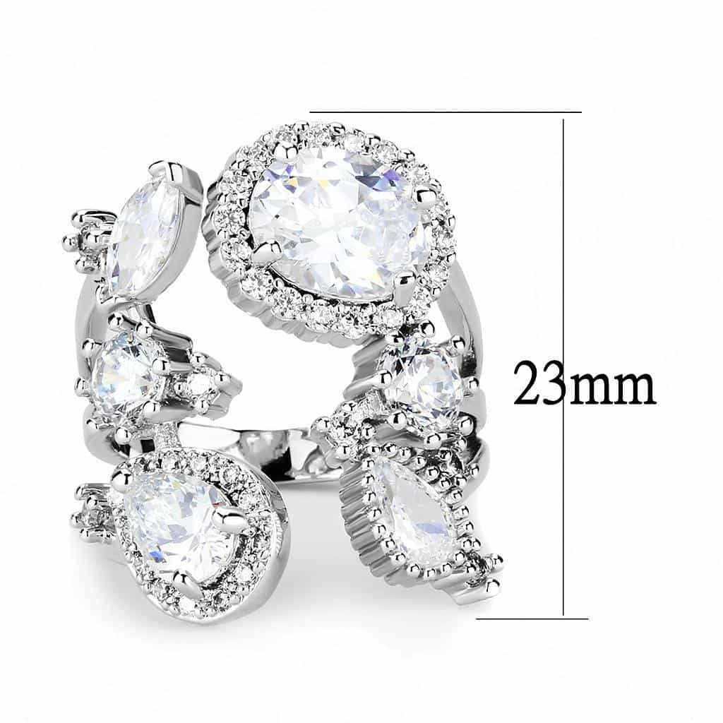 Brass CZ Oval Marquise Open Cuff Ring | The Stainless Jewelry view 2