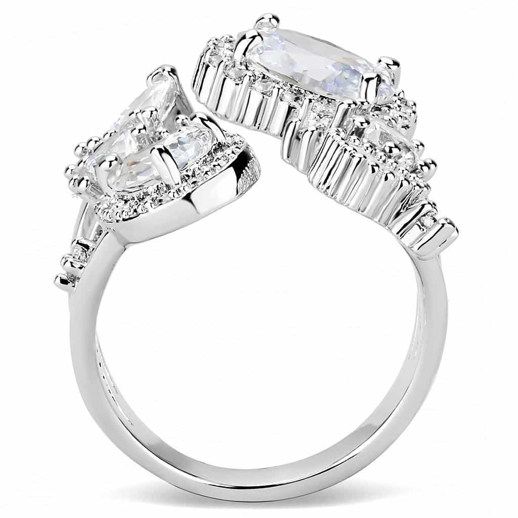 Brass CZ Oval Marquise Open Cuff Ring | The Stainless Jewelry view 3