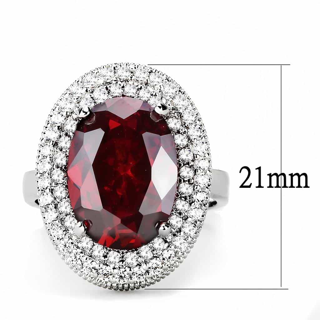 Brass Garnet Oval Double Halo Ring | The Stainless Jewelry view 7