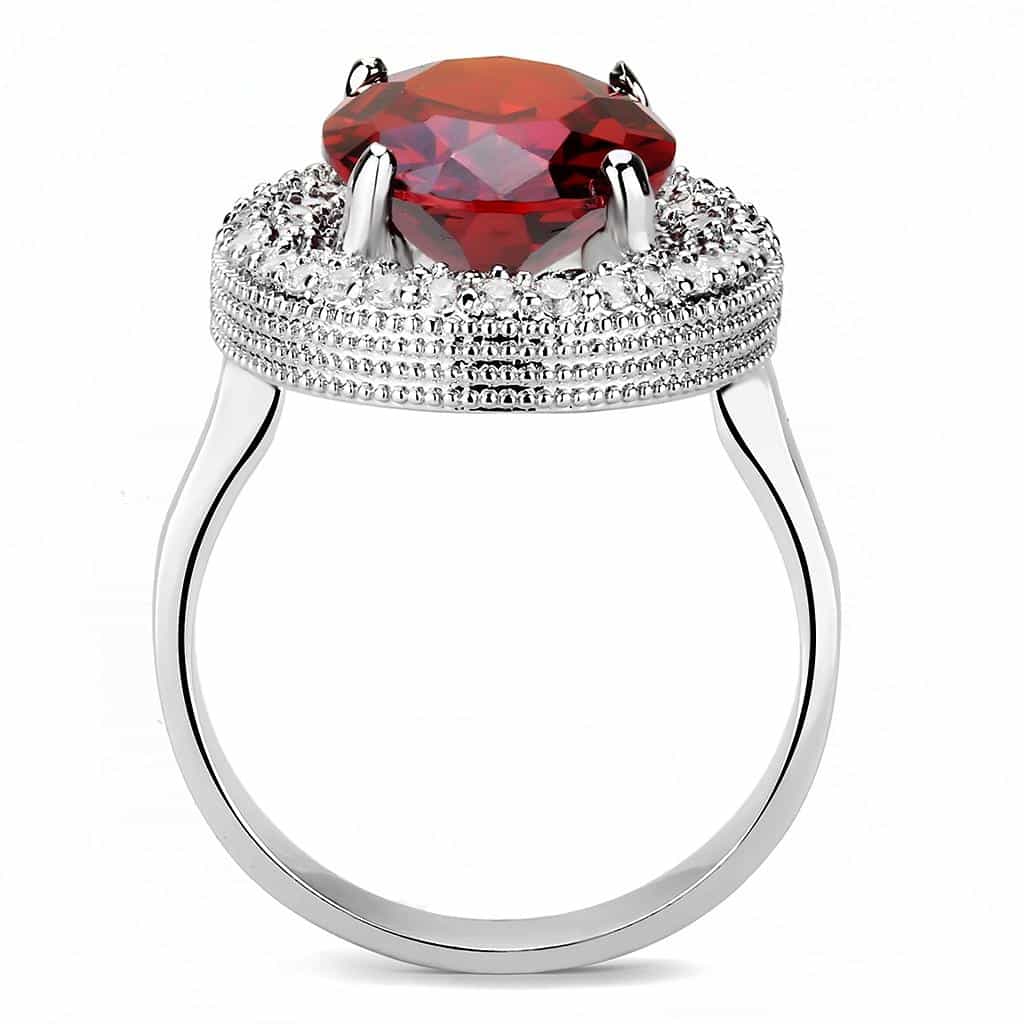 Brass Garnet Oval Double Halo Ring | The Stainless Jewelry view 8
