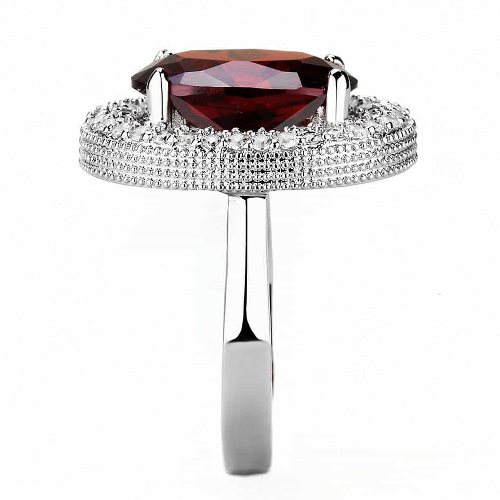 Brass Garnet Oval Double Halo Ring | The Stainless Jewelry view 4