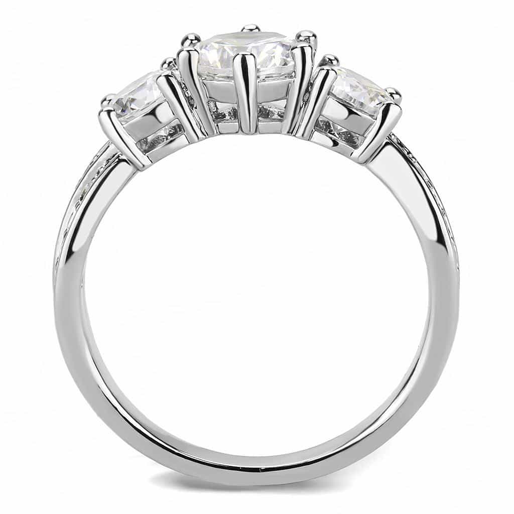 Brass CZ Round Three-Stone Pavé Band Ring | The Stainless Jewelry view 3