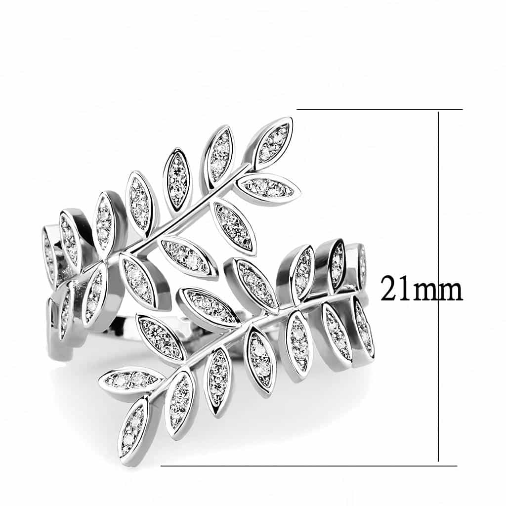 Brass CZ Marquise Leaf Vine Wrap Ring | The Stainless Jewelry view 7
