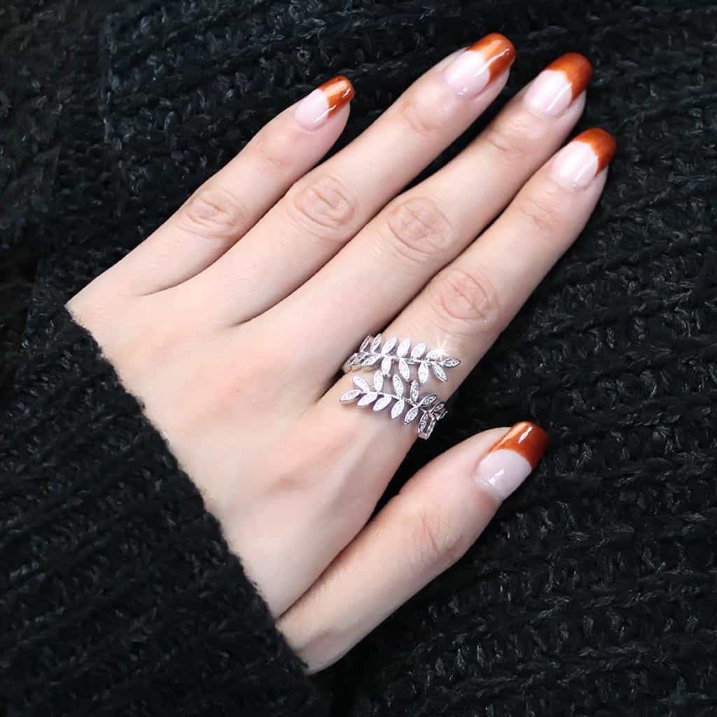 Brass CZ Marquise Leaf Vine Wrap Ring | The Stainless Jewelry view 5