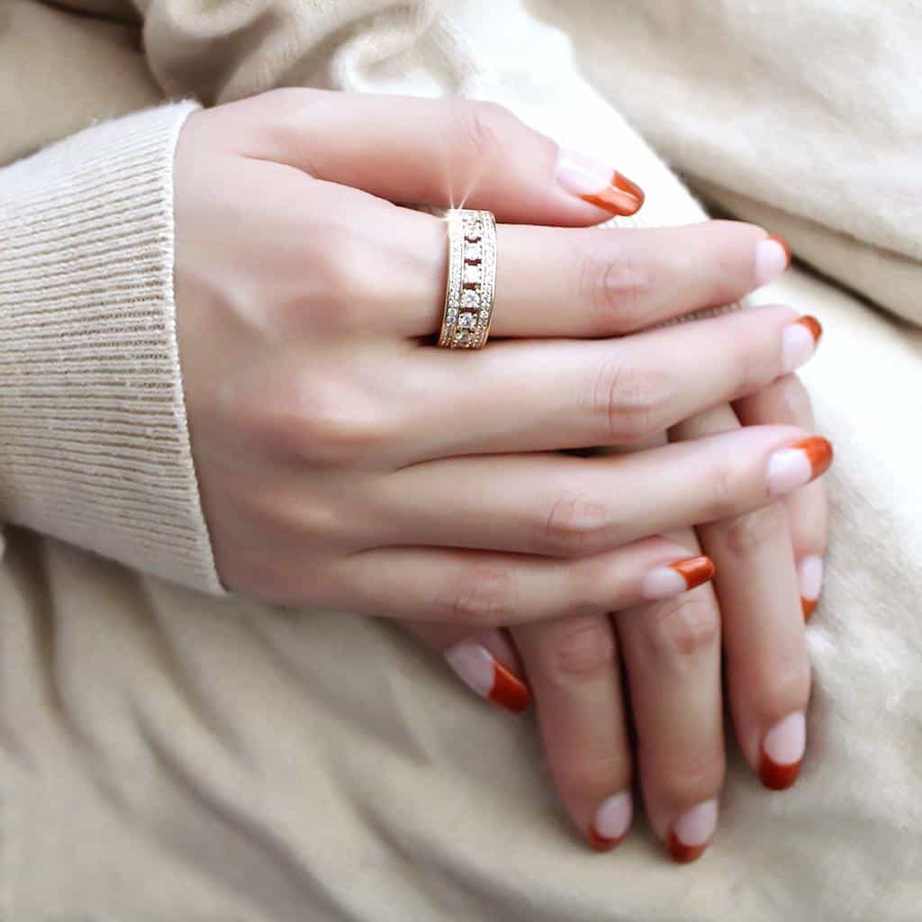 Brass Gold CZ Multi-Row Wide Band Ring | The Stainless Jewelry view 5