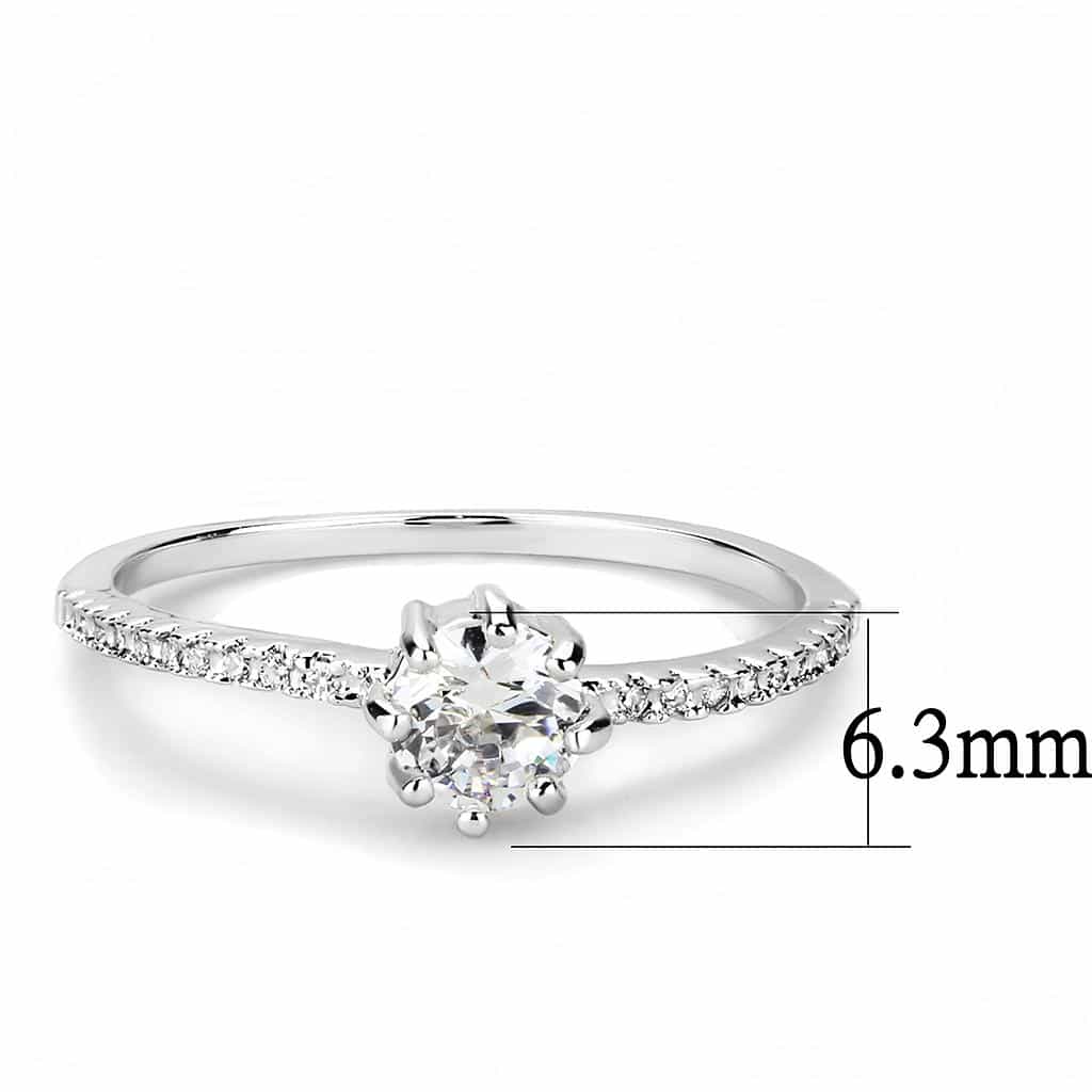 Brass CZ Round Solitaire Cathedral Pavé Ring view 7
