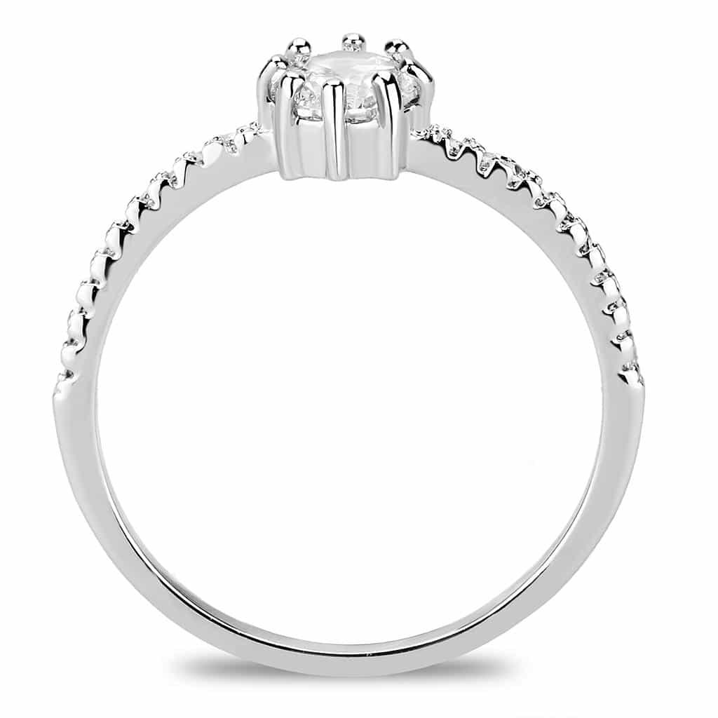 Brass CZ Round Solitaire Cathedral Pavé Ring view 8