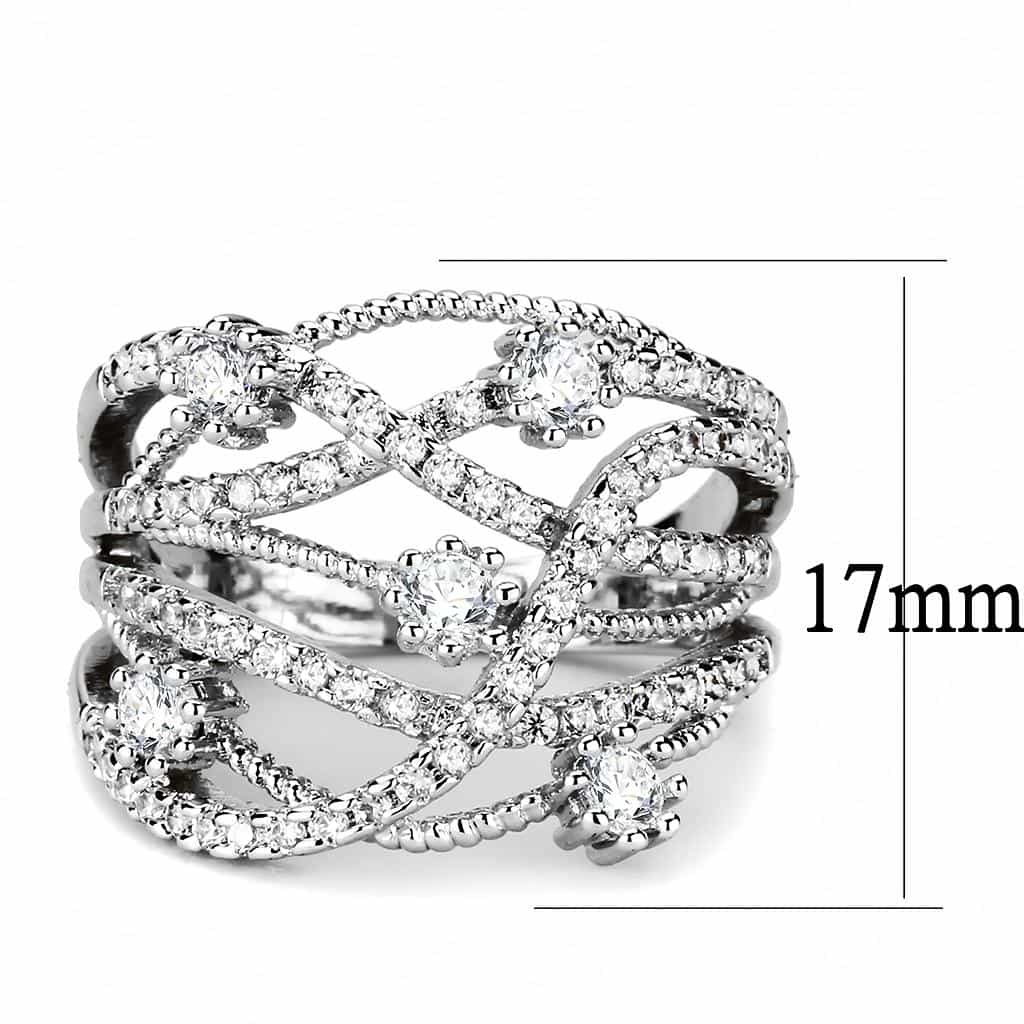Brass CZ Open Lattice Crossover Wide Ring | The Stainless Jewelry view 7