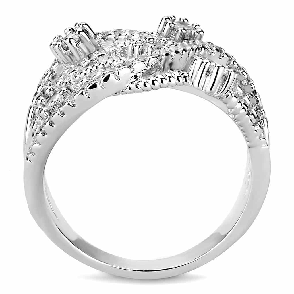 Brass CZ Open Lattice Crossover Wide Ring | The Stainless Jewelry view 3