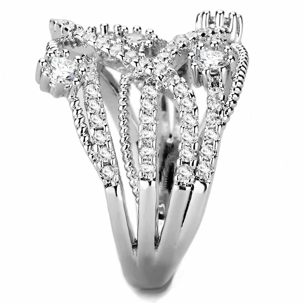 Brass CZ Open Lattice Crossover Wide Ring | The Stainless Jewelry view 9