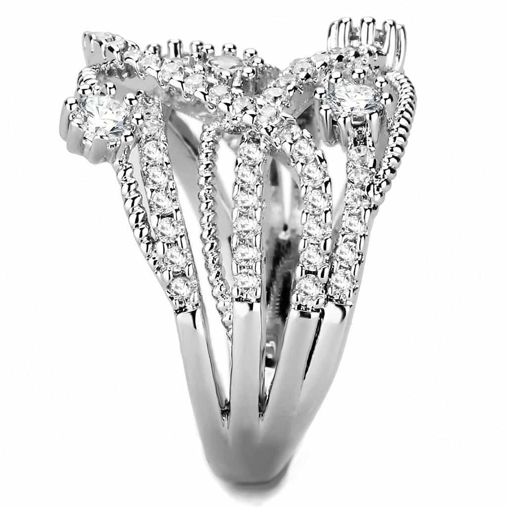 Brass CZ Open Lattice Crossover Wide Ring | The Stainless Jewelry view 4