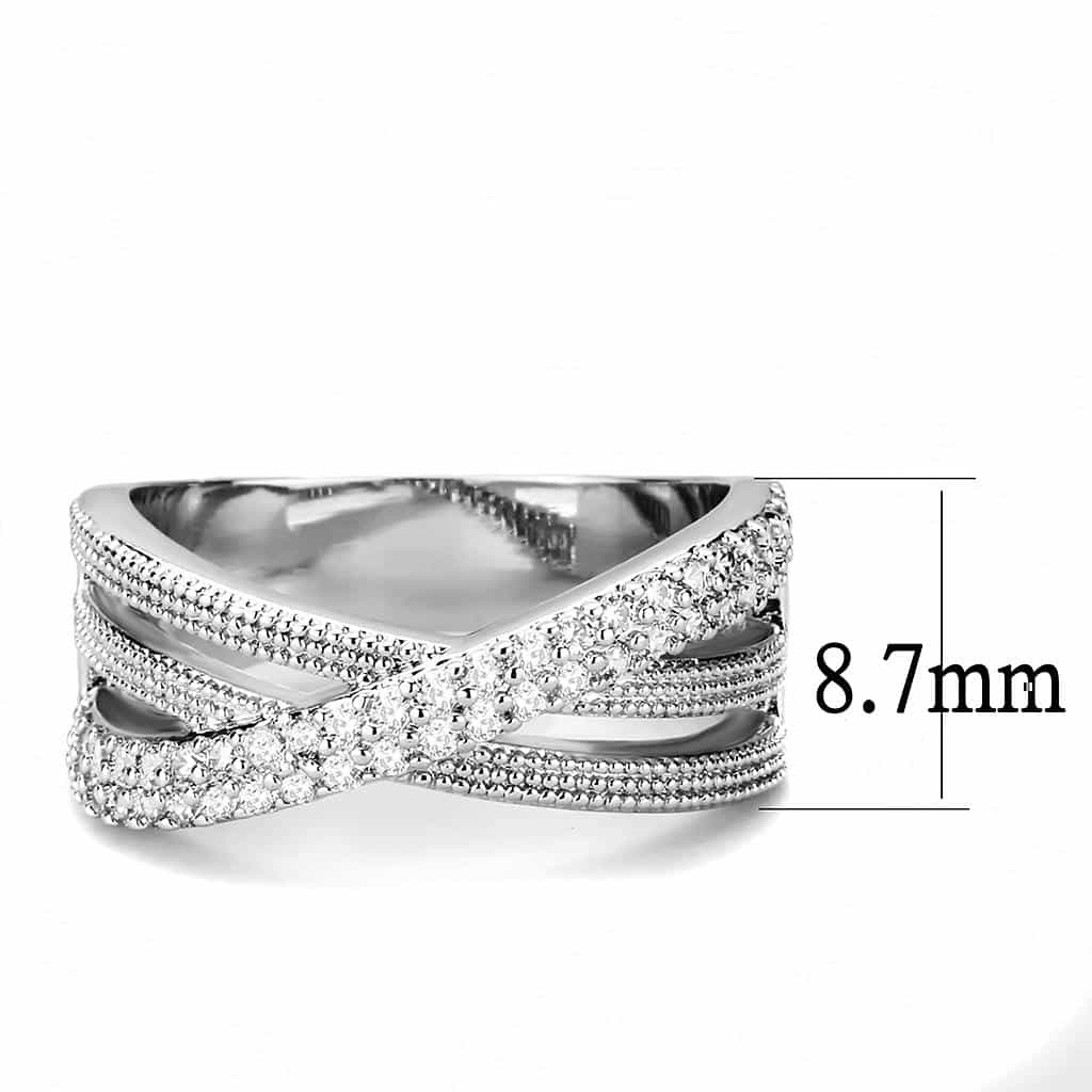 Brass CZ Milgrain Pavé Crossover Wide Ring view 7