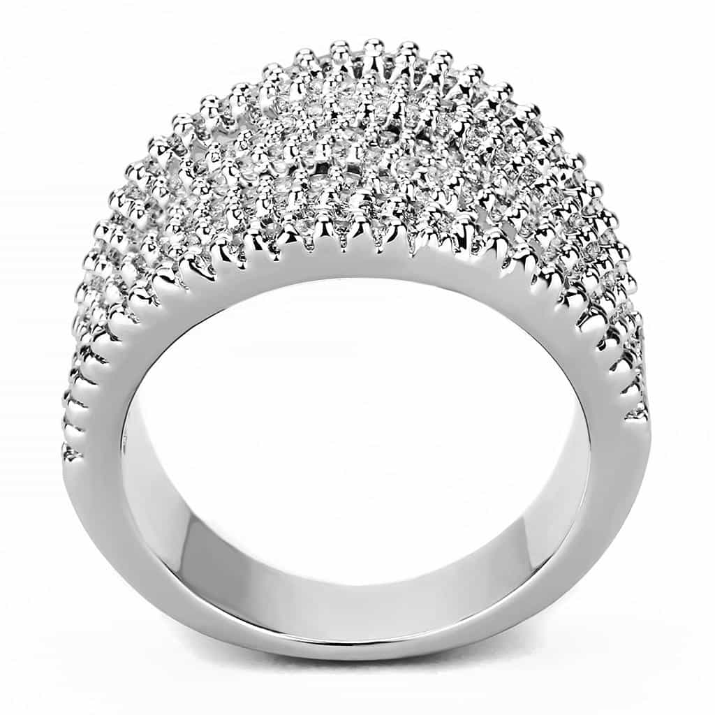 Brass CZ Multi-Row Wave Crossover Wide Ring view 8