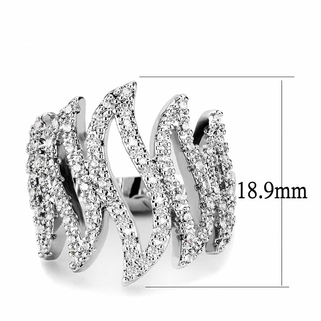 Brass CZ Pavé Triple Wave Wide Ring | The Stainless Jewelry view 7