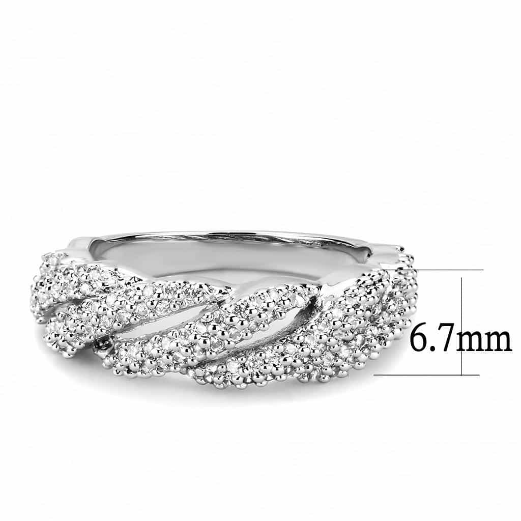 Brass CZ Pavé Braided Crossover Wide Ring | The Stainless Jewelry view 2