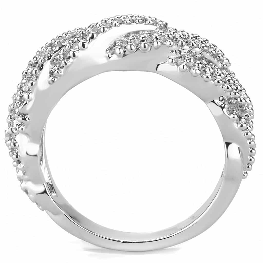 Brass CZ Pavé Braided Crossover Wide Ring | The Stainless Jewelry view 3