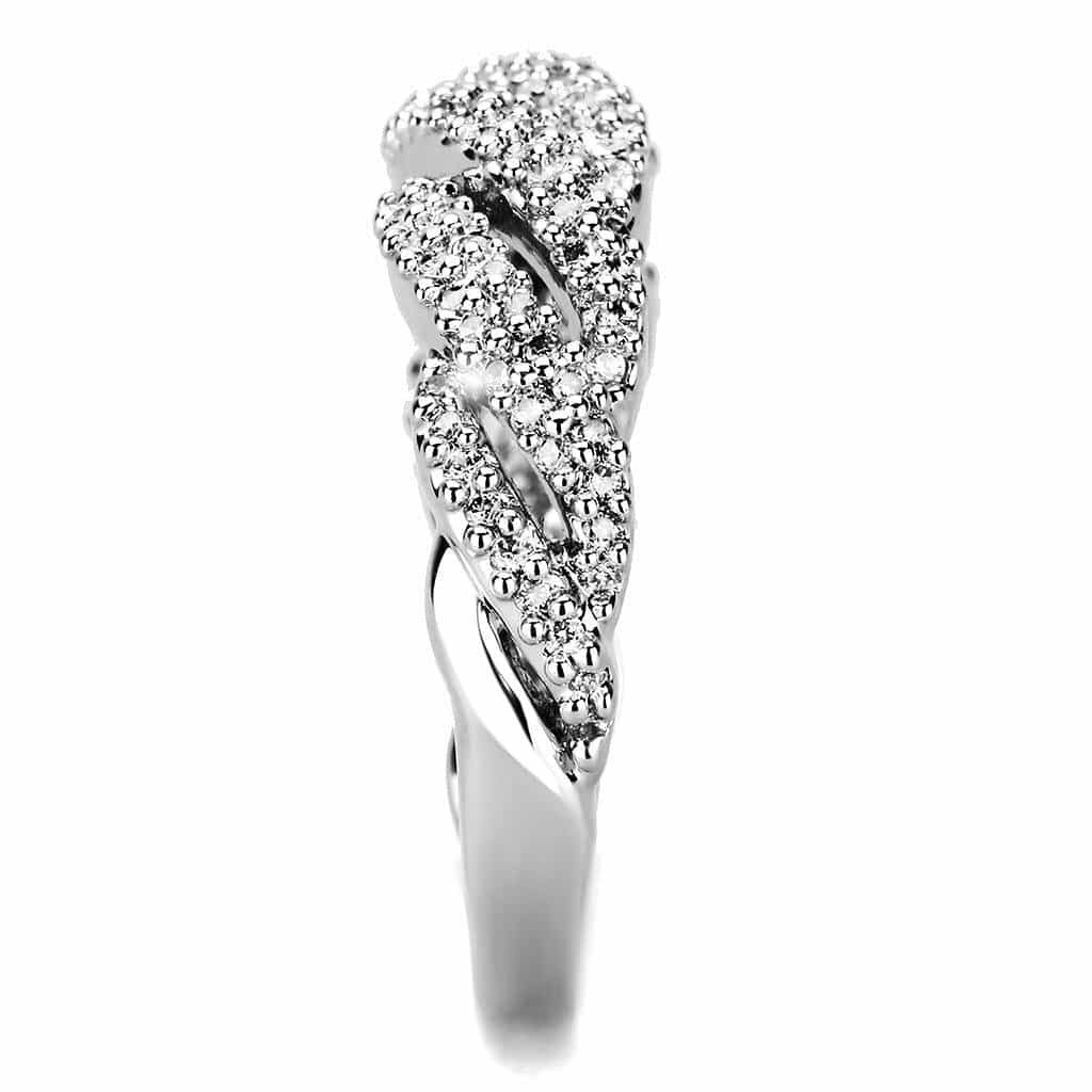 Brass CZ Pavé Braided Crossover Wide Ring | The Stainless Jewelry view 4