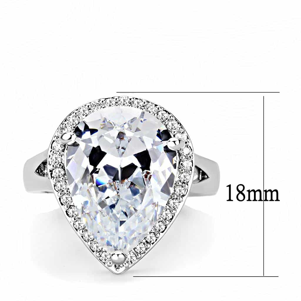 Brass CZ Pear Halo Pavé Band Ring | The Stainless Jewelry view 7