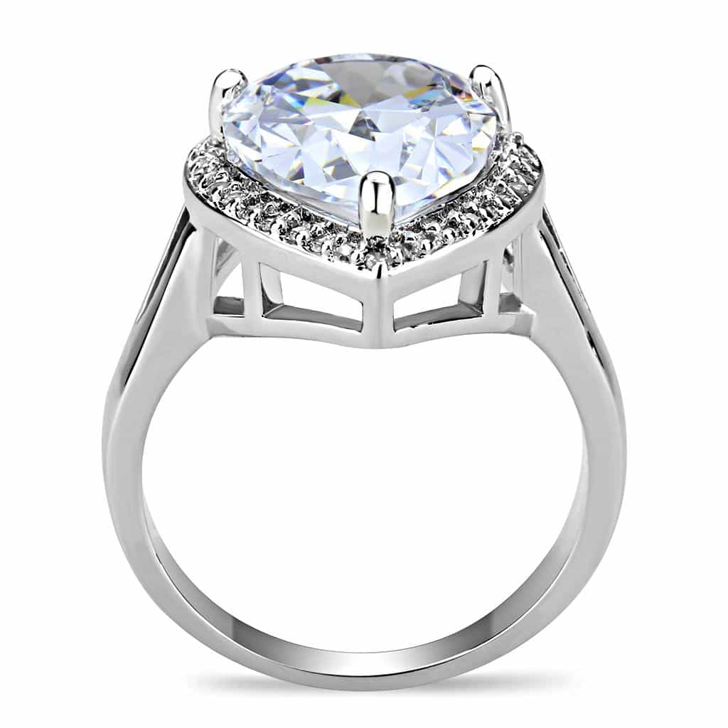 Brass CZ Pear Halo Pavé Band Ring | The Stainless Jewelry view 8