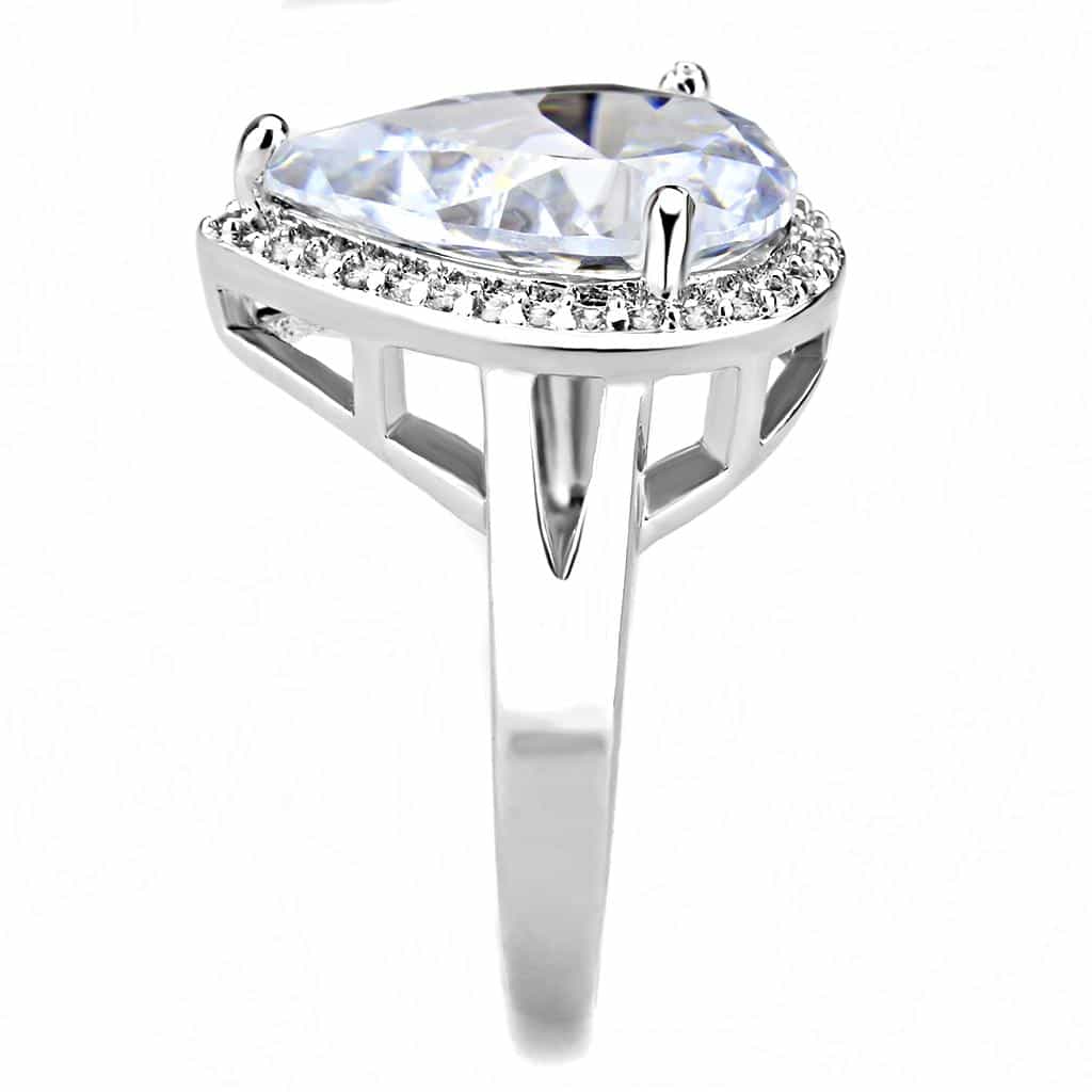 Brass CZ Pear Halo Pavé Band Ring | The Stainless Jewelry view 9