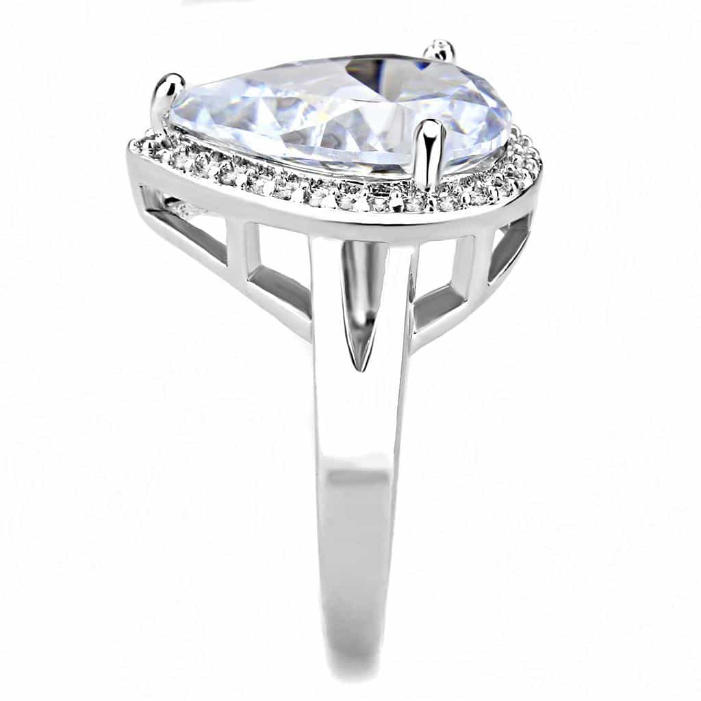 Brass CZ Pear Halo Pavé Band Ring | The Stainless Jewelry view 4