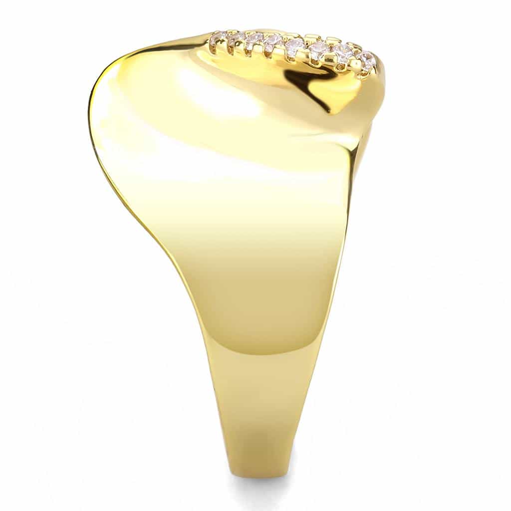 Brass Gold CZ Accent Open Cuff Ring | The Stainless Jewelry view 4