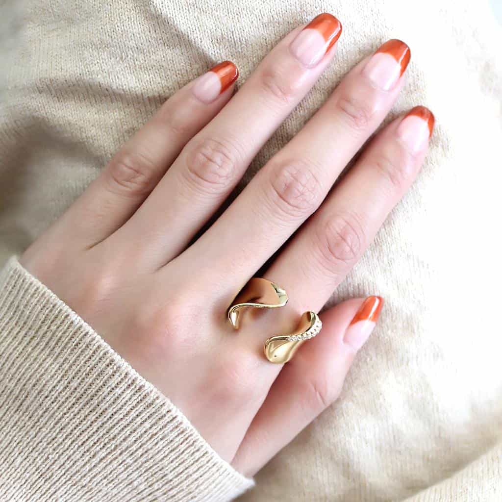 Brass Gold CZ Accent Open Cuff Ring | The Stainless Jewelry view 5
